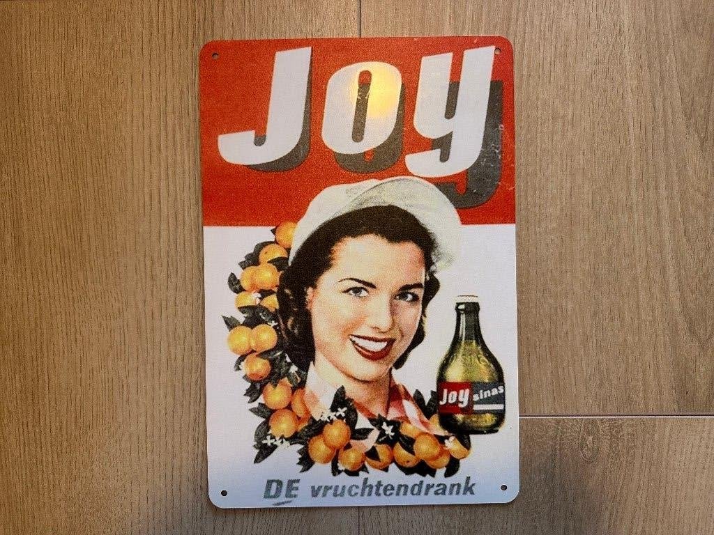 Metalen reclamebord Joy Vruchtenlimonade, Ophalen of Verzenden, Zo goed als nieuw, Reclamebord