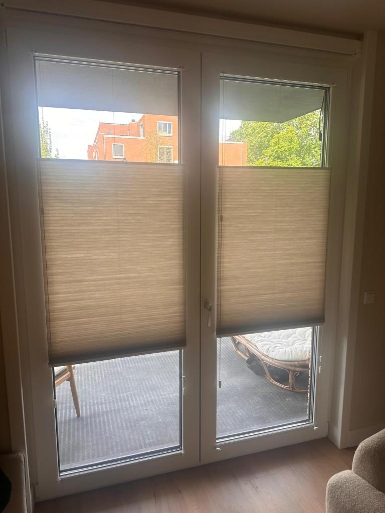 12x Plisségordijn Karwei - Beige & Lichtgrijs, 100 tot 150 cm, Zo goed als nieuw, Grijs, 50 tot 100 cm