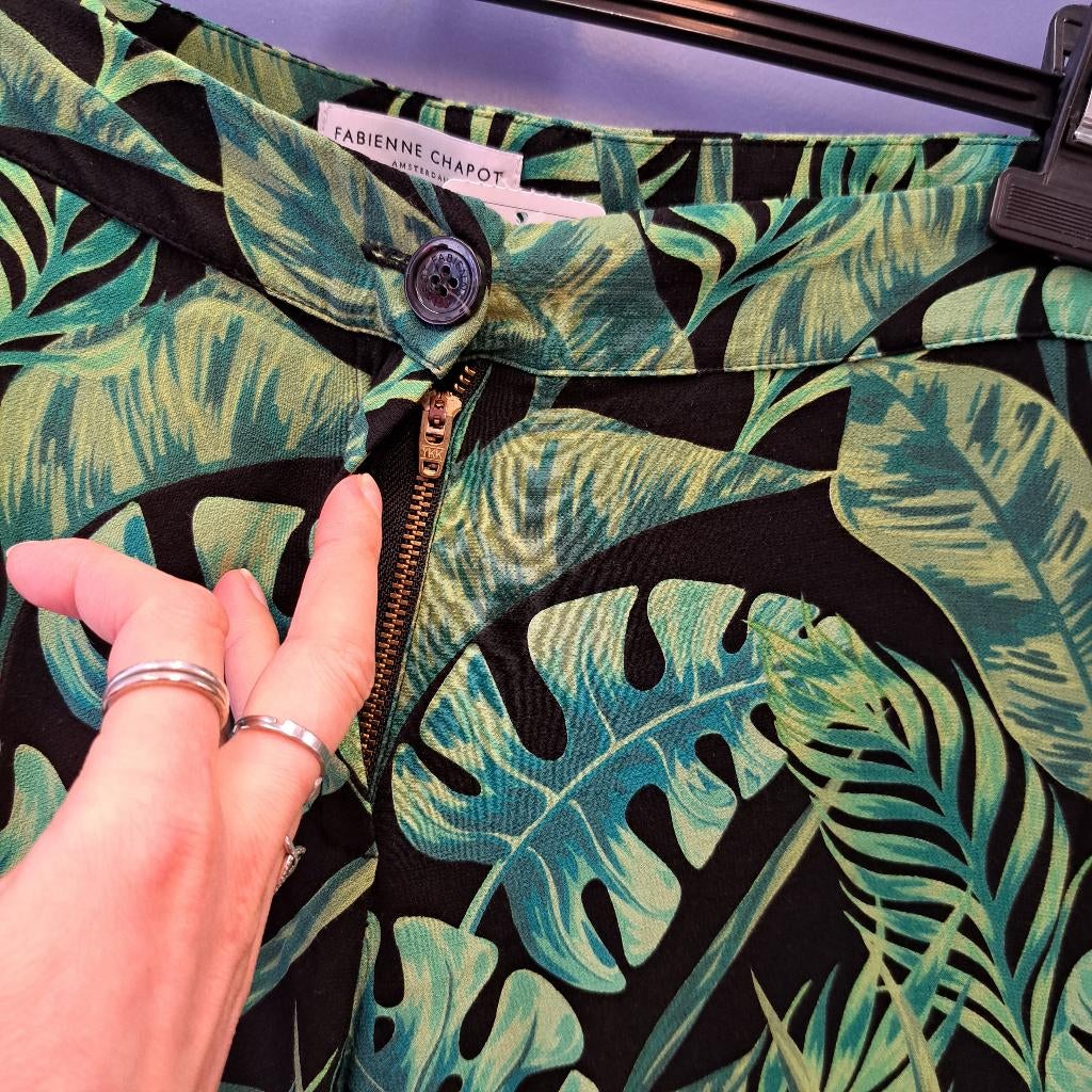 Fabienne Chapot groene blader print broek maat L nr 45164, Kleding | Dames, Broeken en Pantalons, ., Maat 42/44 (L), Fabienne Chapot
