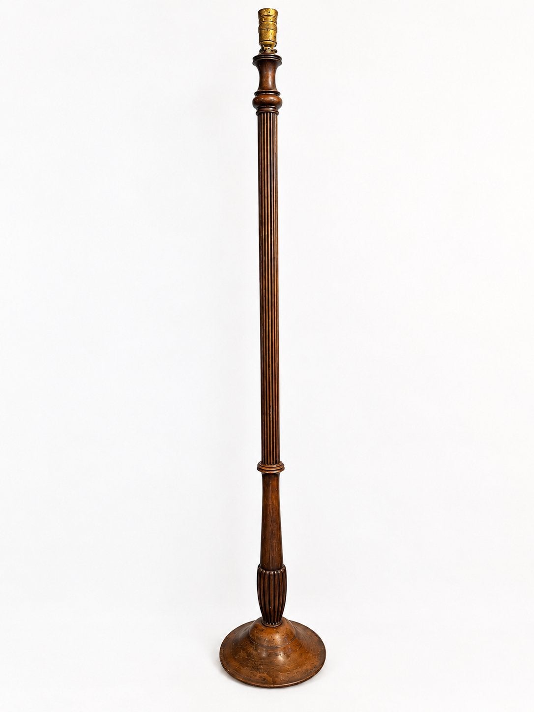 Antieke houten lampenstandaard mahony?, Ophalen, 150 tot 200 cm, Hout, B22 (Bajonetsluiting)