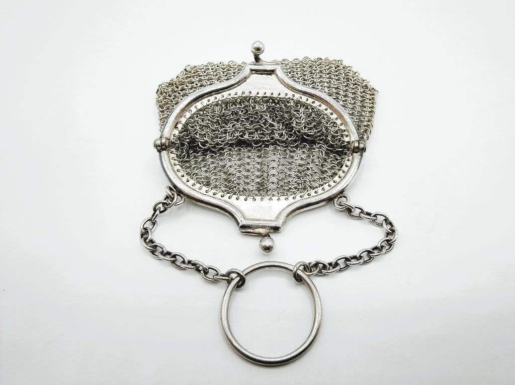 Zilveren beugeltasje met maliënkolder, Londen, 1915, Overige kleuren, Info@zilverwebsite.nl, Verzenden, Zo goed als nieuw