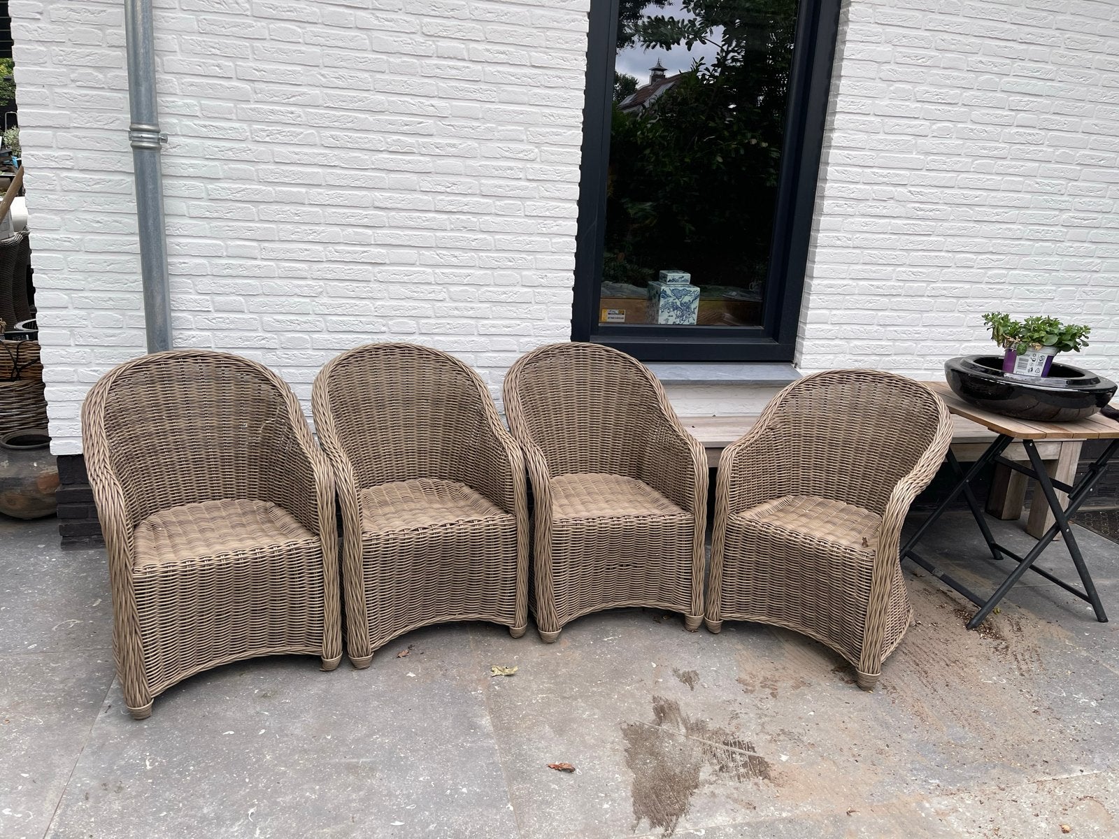 Weerbestendige Rotan Tuinstoelen met Aluminium Frame, Tuin en Terras, Ophalen, Gebruikt, Rotan