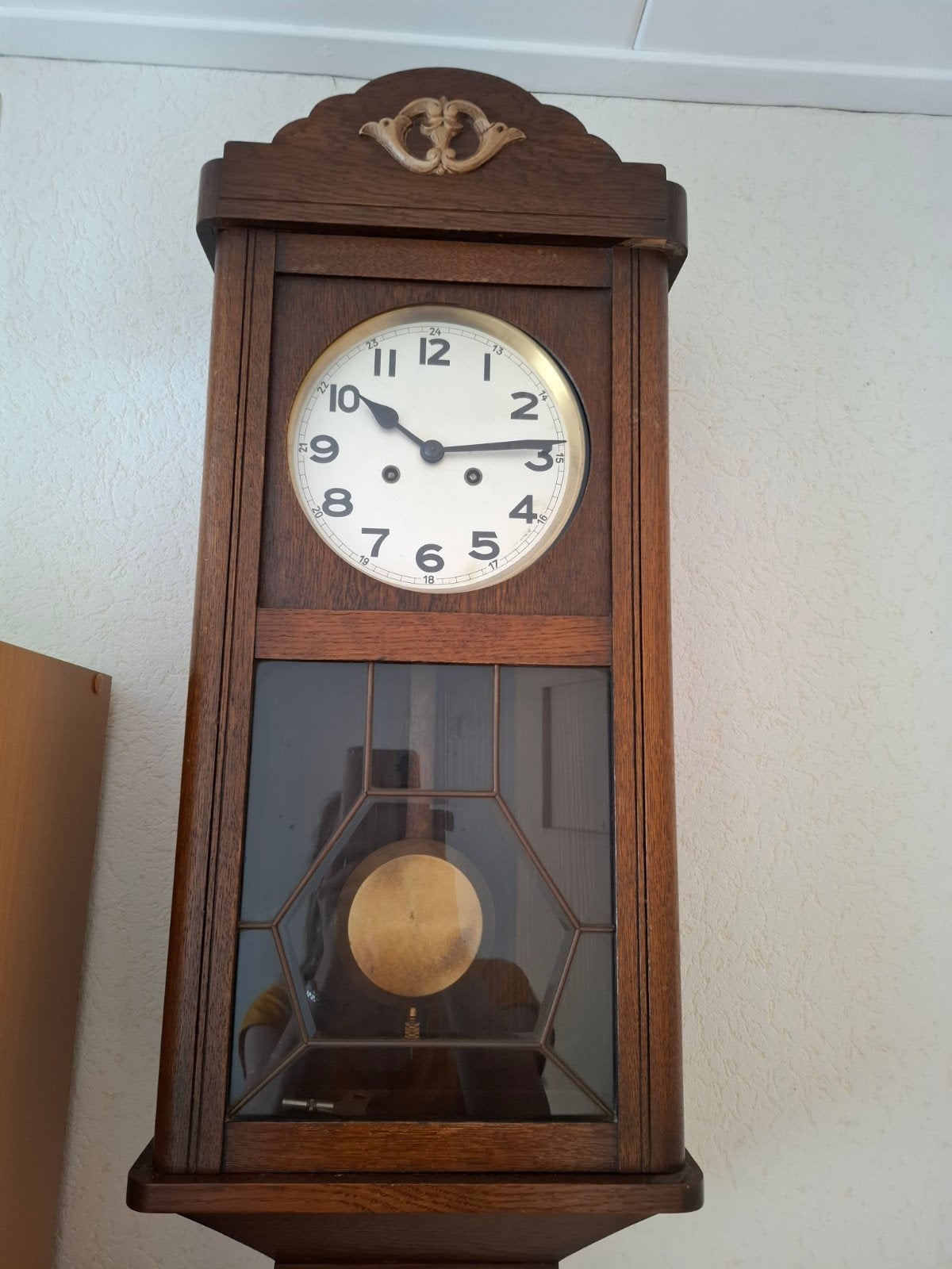 Antieke/vintage regulator wandklok met slinger, Ophalen