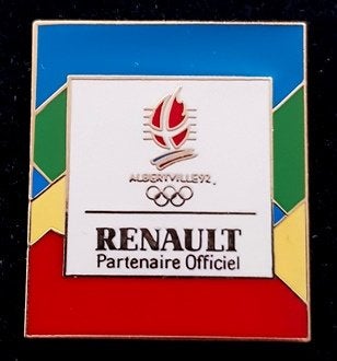 Renault Albertsville 92 pin- vierkant, Verzamelen, Verzenden, Nieuw, Transport, Speldje of Pin