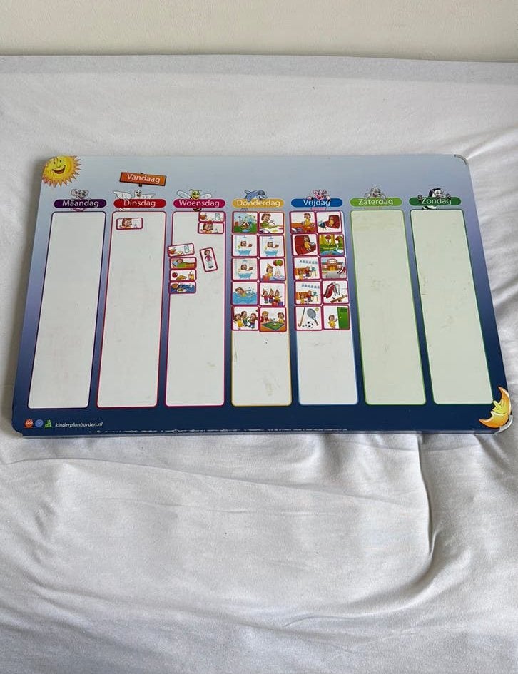 Kinderplanbord magnetische weekplanner met pictogrammen, Ophalen of Verzenden, Gebruikt
