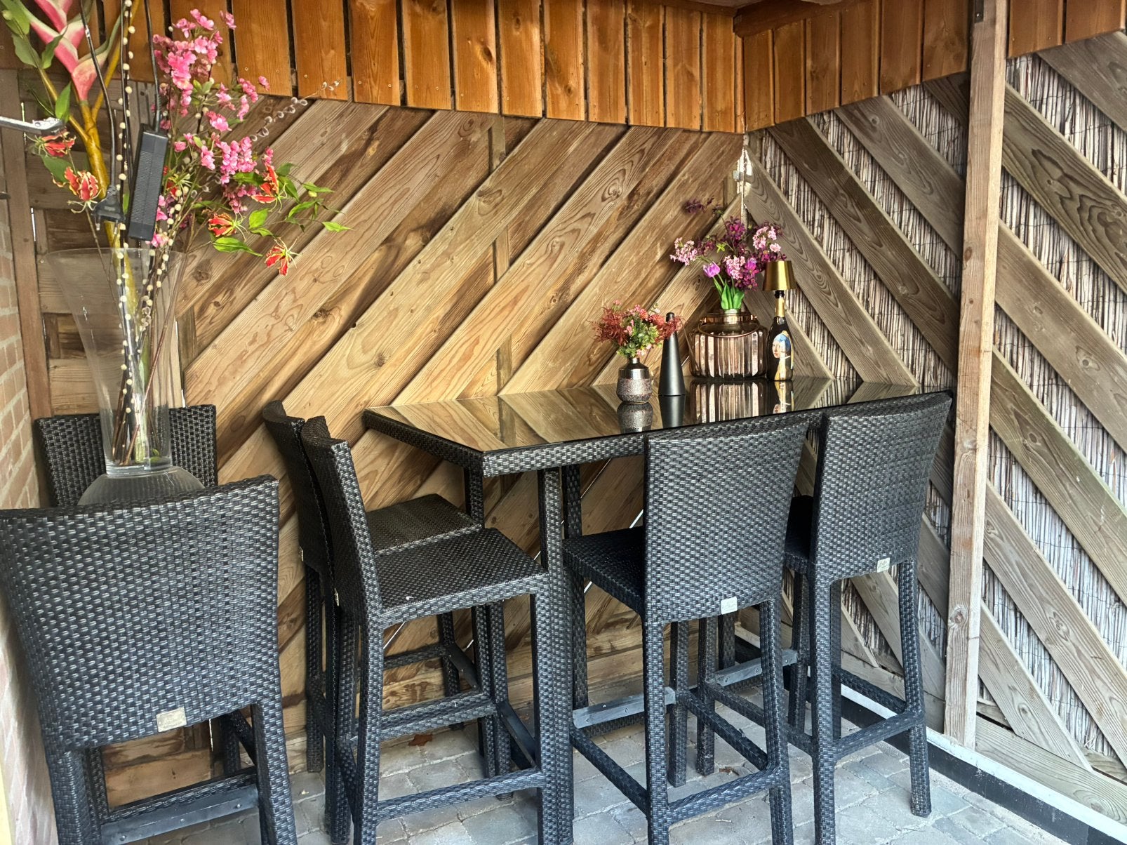Bartafel met 6 stoelen van 4seasons / 4SO, Ophalen, Zo goed als nieuw, Rechthoekig, Wicker