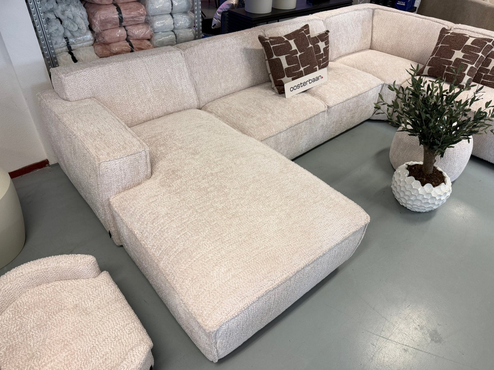 Luxe Velvet Teddy U-bank Richard 190x370x250cm NIEUW Uniek, Huis en Inrichting, Banken | Bankstellen, Info@oosterbaanwonen.nl