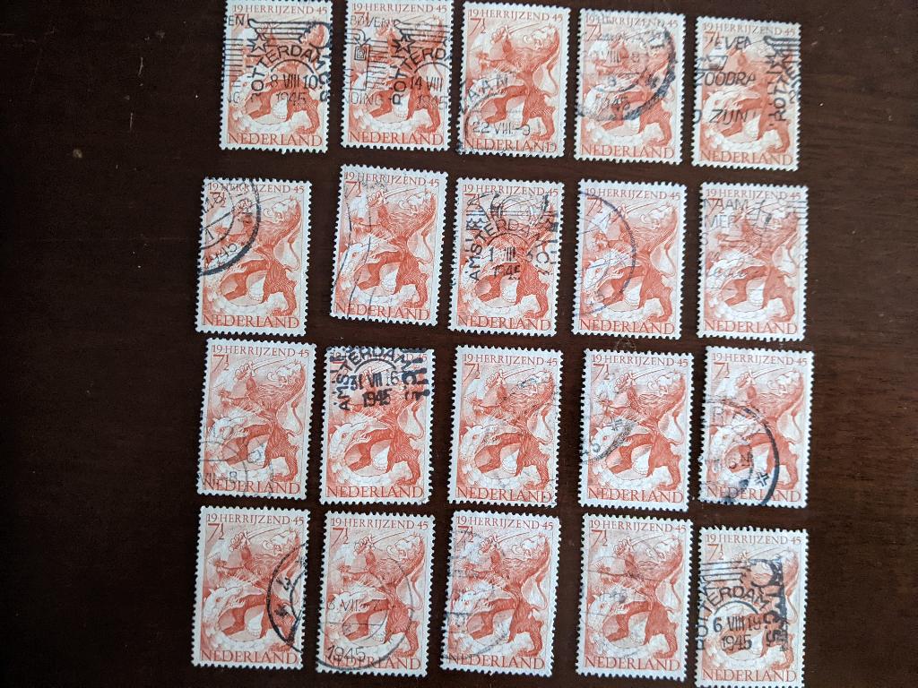 NL 1945; KAVEL 20 BEVRIJDINGSZEGELS, Postzegels en Munten, Verzenden, Na 1940, Gestempeld