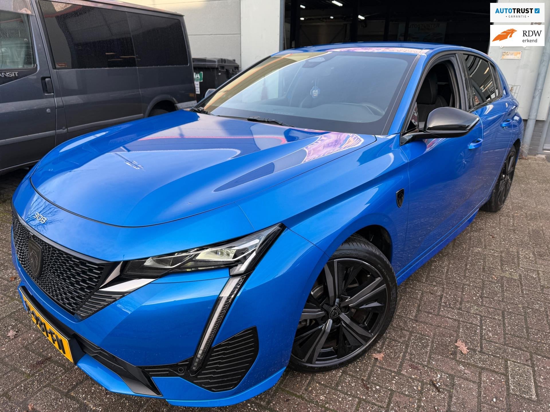 Peugeot 308 1.6 HYbrid 225 GT PACK 289PK SPORT LUX LEDER MAT, Dealer onderhouden, 4 cilinders, Met garantie (alle), Blauw
