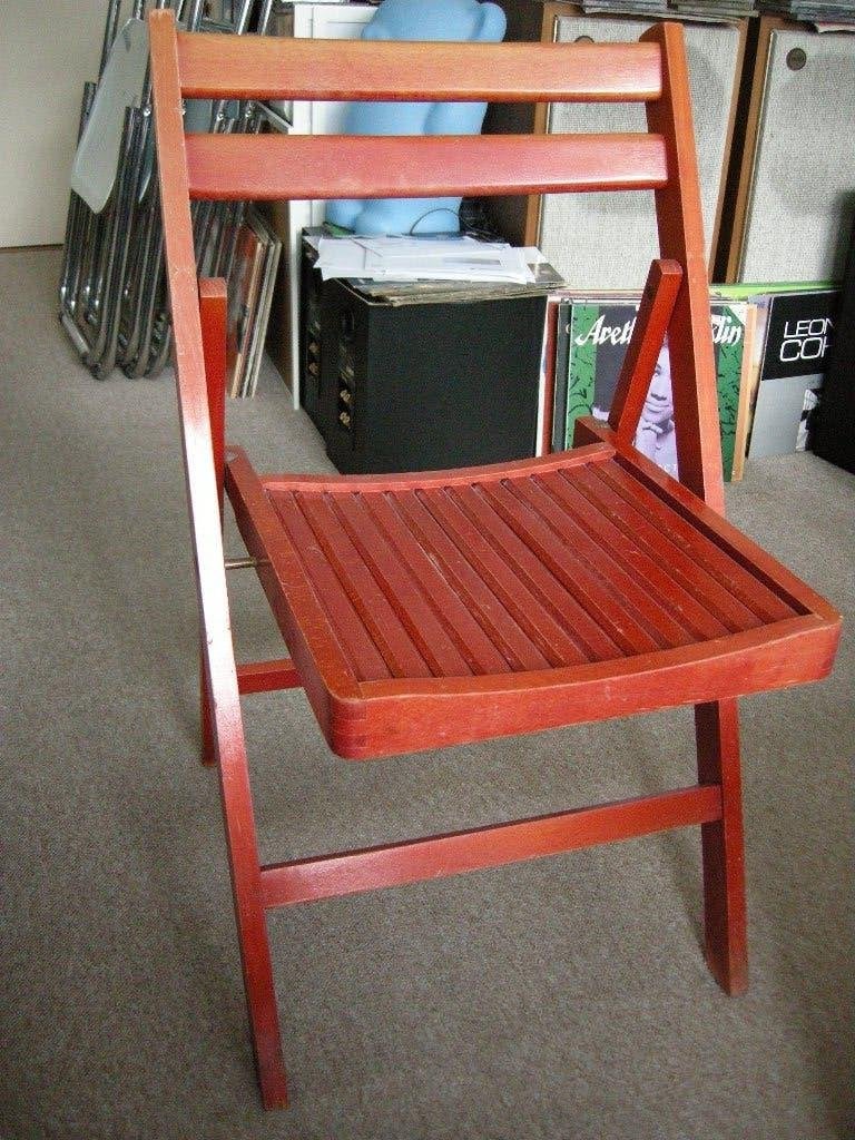 Klapstoel hout rood vintage - zeer nette staat, Ophalen, Gebruikt, Rood, Hout