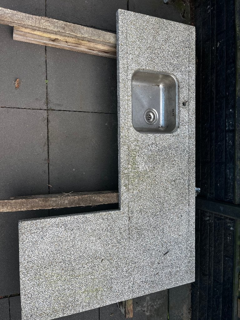 Stenen keukenblad, Huis en Inrichting, Keuken | Keukenelementen, Ophalen, Gebruikt, Meerkleurig, 100 tot 150 cm