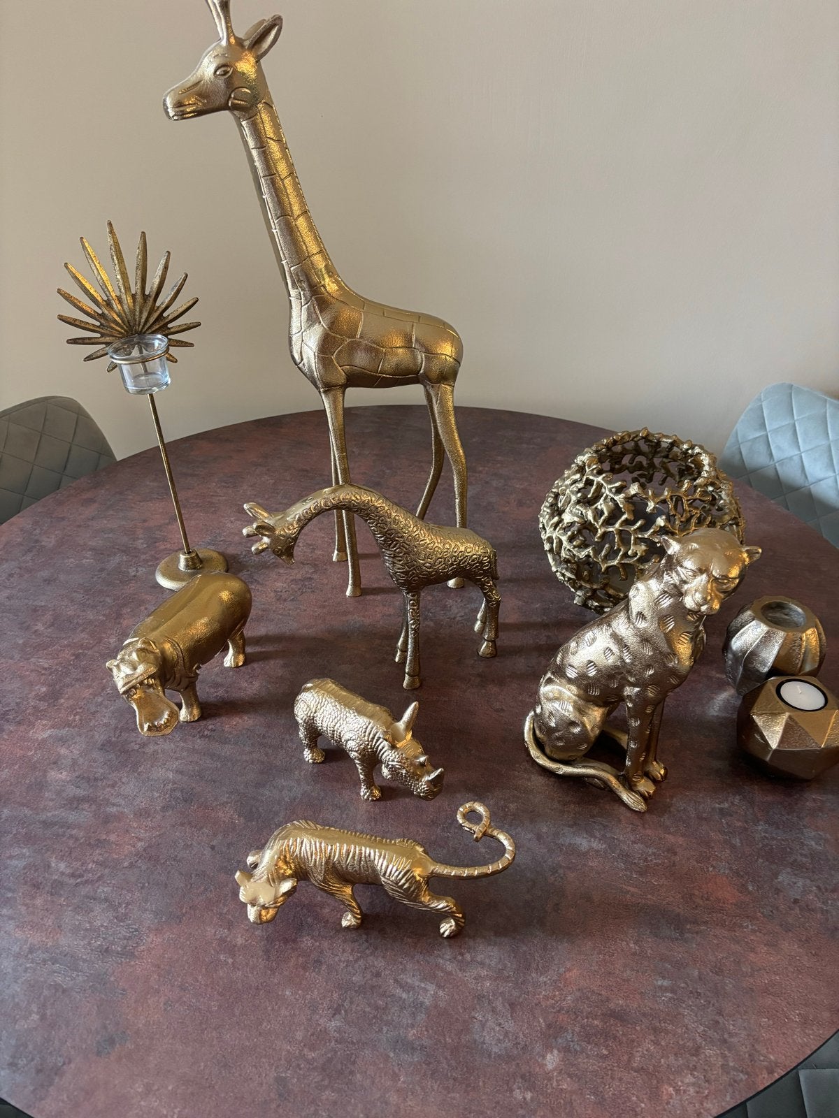 Messing Afrikaanse Dieren Decoratie Set, Ophalen of Verzenden, Zo goed als nieuw, Goud, Metaal