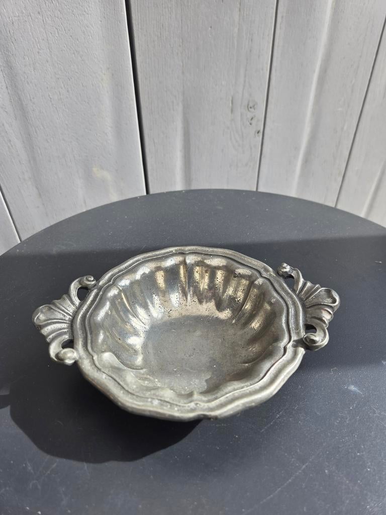 Oud tinnen schaaltje met handvatten, Ophalen of Verzenden
