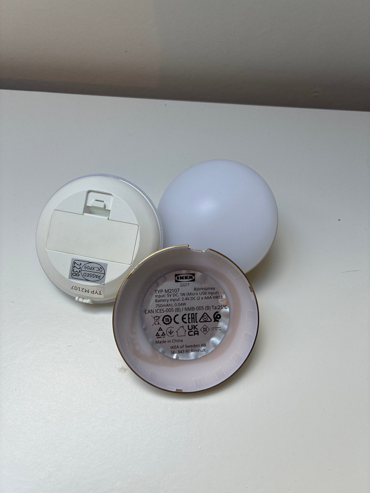2x IKEA Björkspirea LED lampjes (zonder batterijen/snoer), Wit, Gebruikt, Kunststof, Overige fittingen