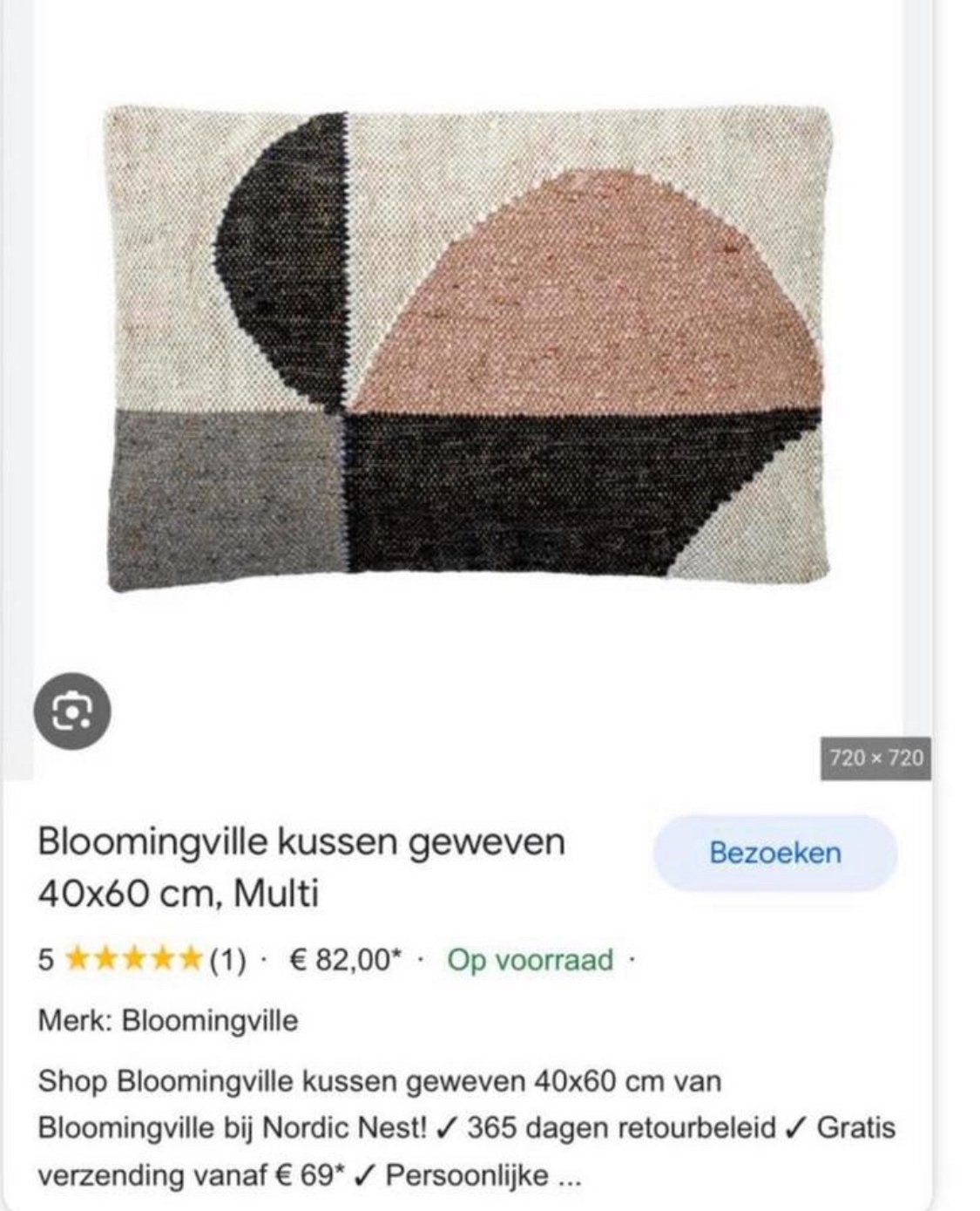 2 Bloomingville kussens 60x40 nette staat., Huis en Inrichting, Ophalen of Verzenden, Zo goed als nieuw, Rechthoekig