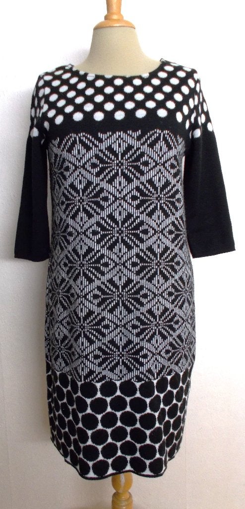 Mooie knitwear/fijn gebreide jurk van Maria Bellentani! L, Verzenden, Zwart, Maat 42/44 (L), Zo goed als nieuw