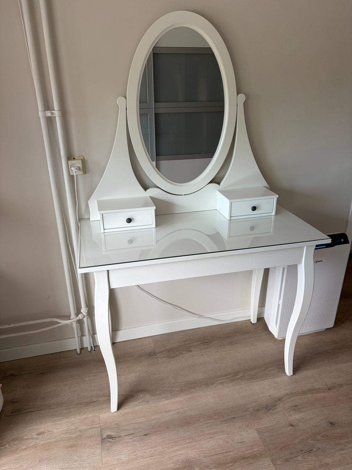 Wit kaptafel met lades, Ophalen, Zo goed als nieuw, 50 tot 100 cm, Minder dan 100 cm