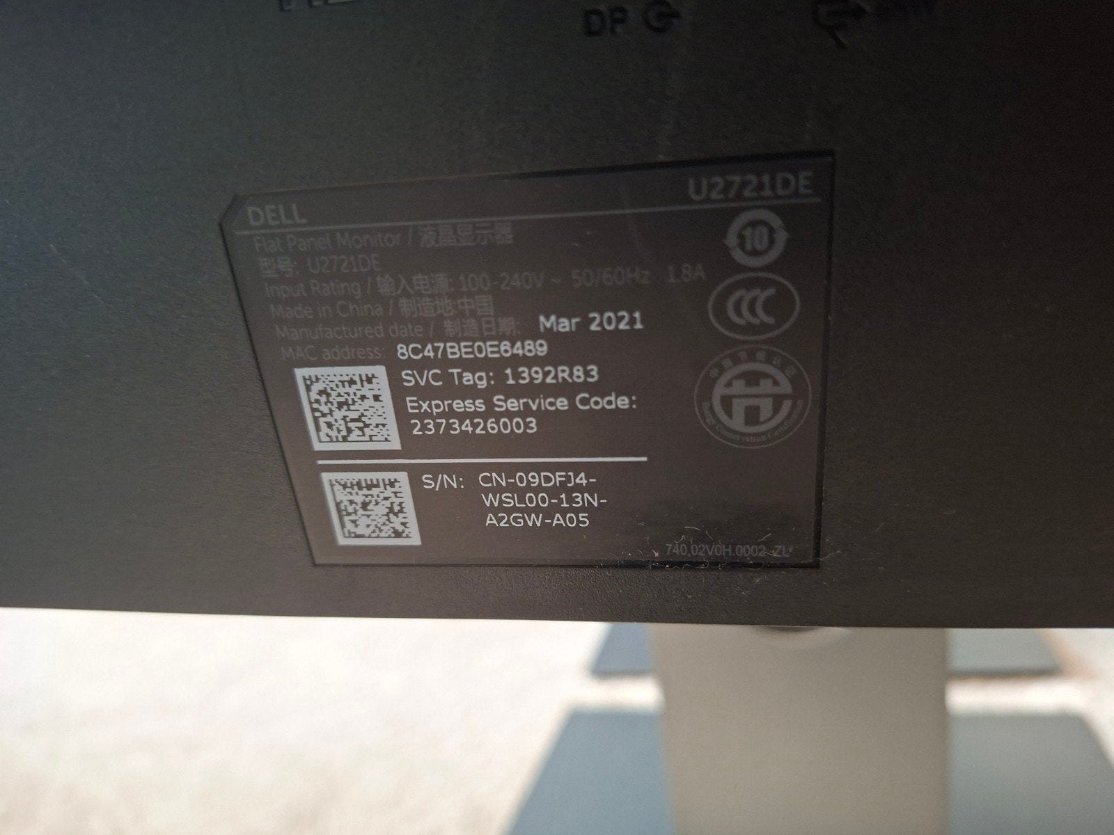Dell U2721DE Monitor - 27 inch QHD USB-C Hub, Computers en Software, Ophalen, IPS, In hoogte verstelbaar, Zo goed als nieuw