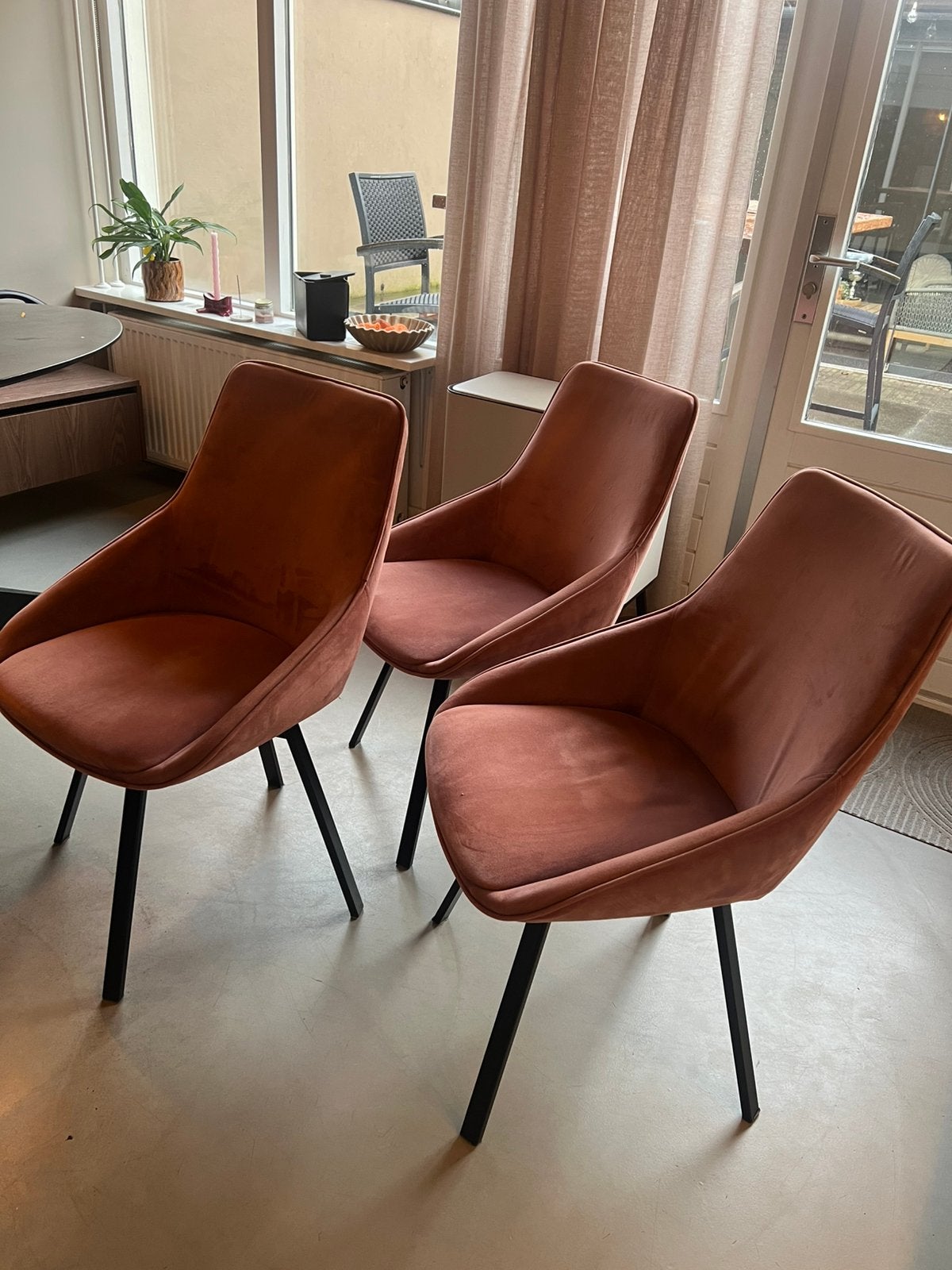 3 oud roze eetkamerstoelen - draaibaar, Ophalen, Gebruikt, Overige kleuren, Drie