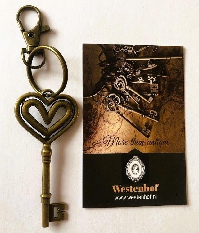 Antiek Sleutelhanger metaal brons met hart, Verzamelen, Sleutelhangers, Nieuw, Overige typen, Verzenden