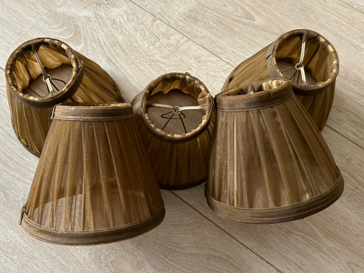Organza lampenkapjes bruin voor kroonluchter, Hanglamp, Bruin, Rond, Ophalen of Verzenden