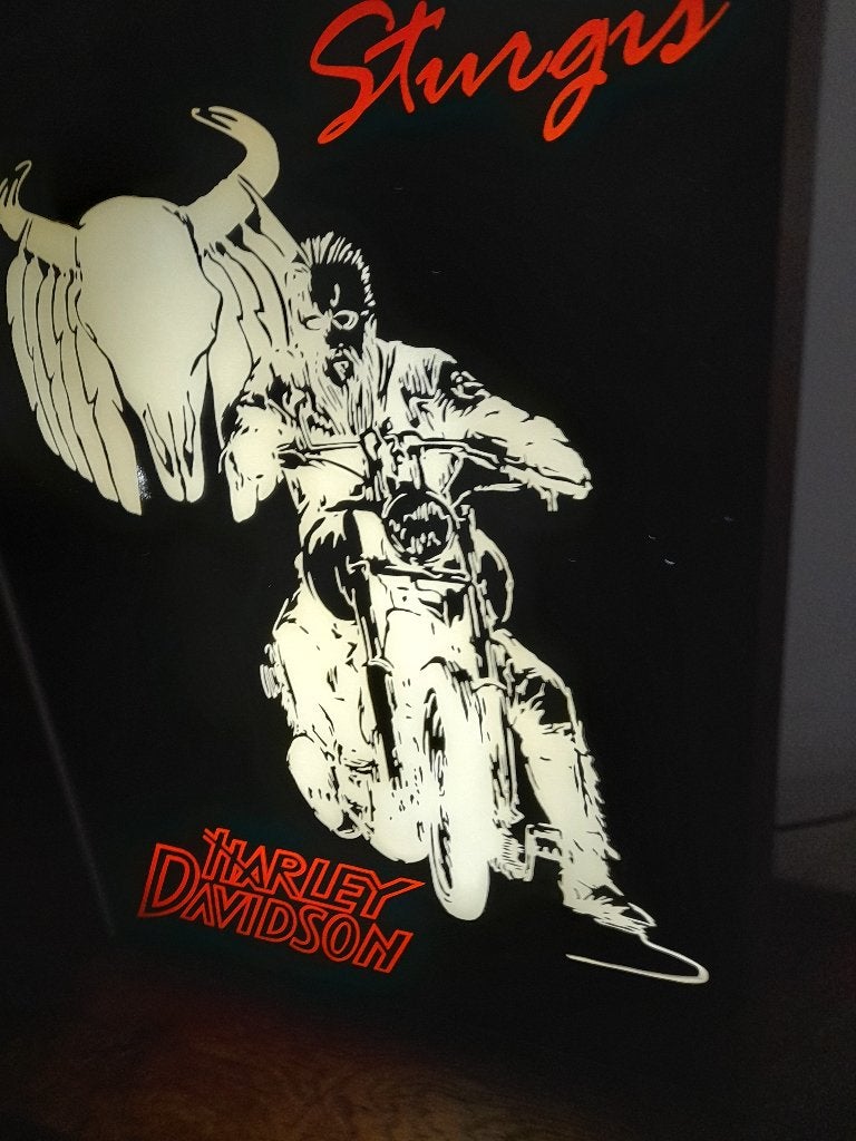 Harley Davidson reclame lichtbak HD Sturgis lichtbak, Ophalen, Zo goed als nieuw, Lichtbak of (neon) lamp