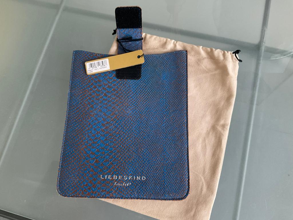 Liebeskind,leren tablethoes,smalle clutch,brandy/blue., Ophalen of Verzenden, Nieuw, Blauw, Overige typen