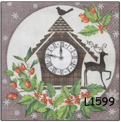 pak servetten = 20 stuks - klok hulst L1599 - € 2,00, Verzenden, Nieuw
