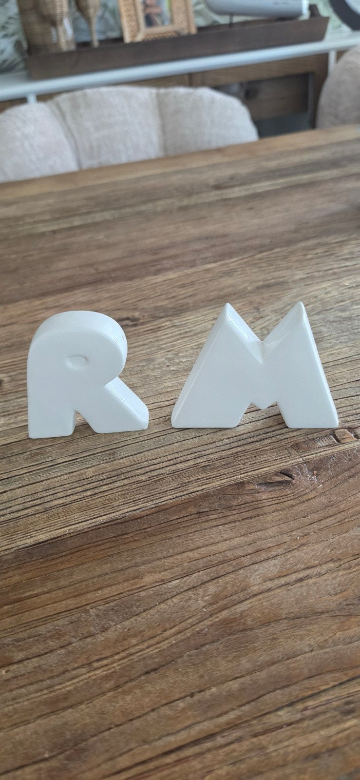 Riviera Maison RM letters peper en zout stel, Ophalen, Wit, Steen/keramiek, Landelijk