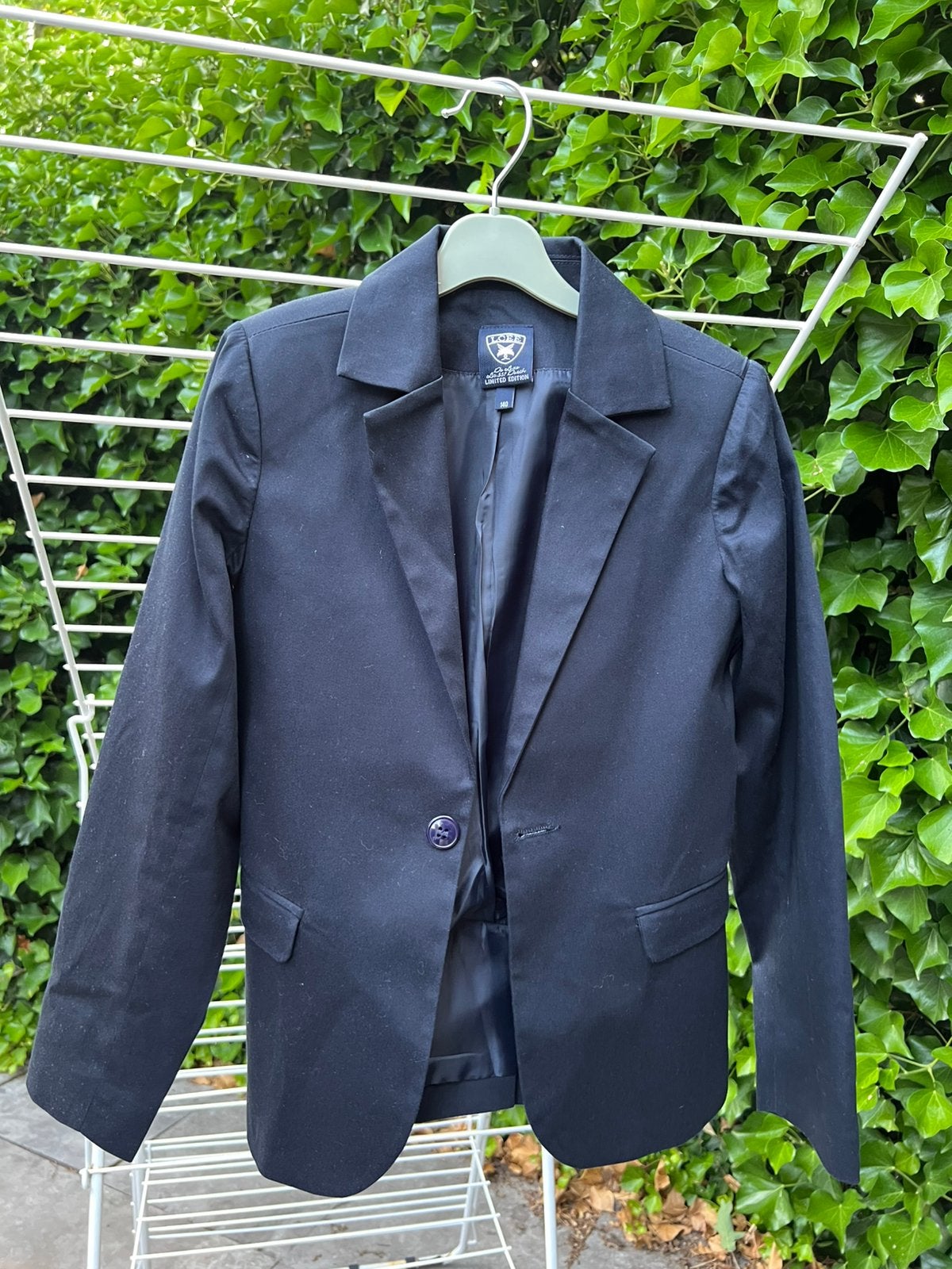 Nette donkerblauwe blazer colbert jasje maat 140, Ophalen of Verzenden, Zo goed als nieuw, Jongen, Jas
