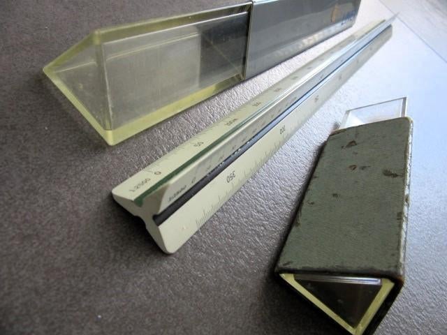 Vintage Linex architect schaalliniaal ruler driehoek lineaal, Hobby en Vrije tijd, Ophalen of Verzenden, Overige typen