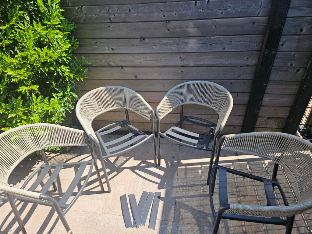 4x Bristol tuinstoelen *kapot*, Ophalen, Zo goed als nieuw, Aluminium, Stapelbaar