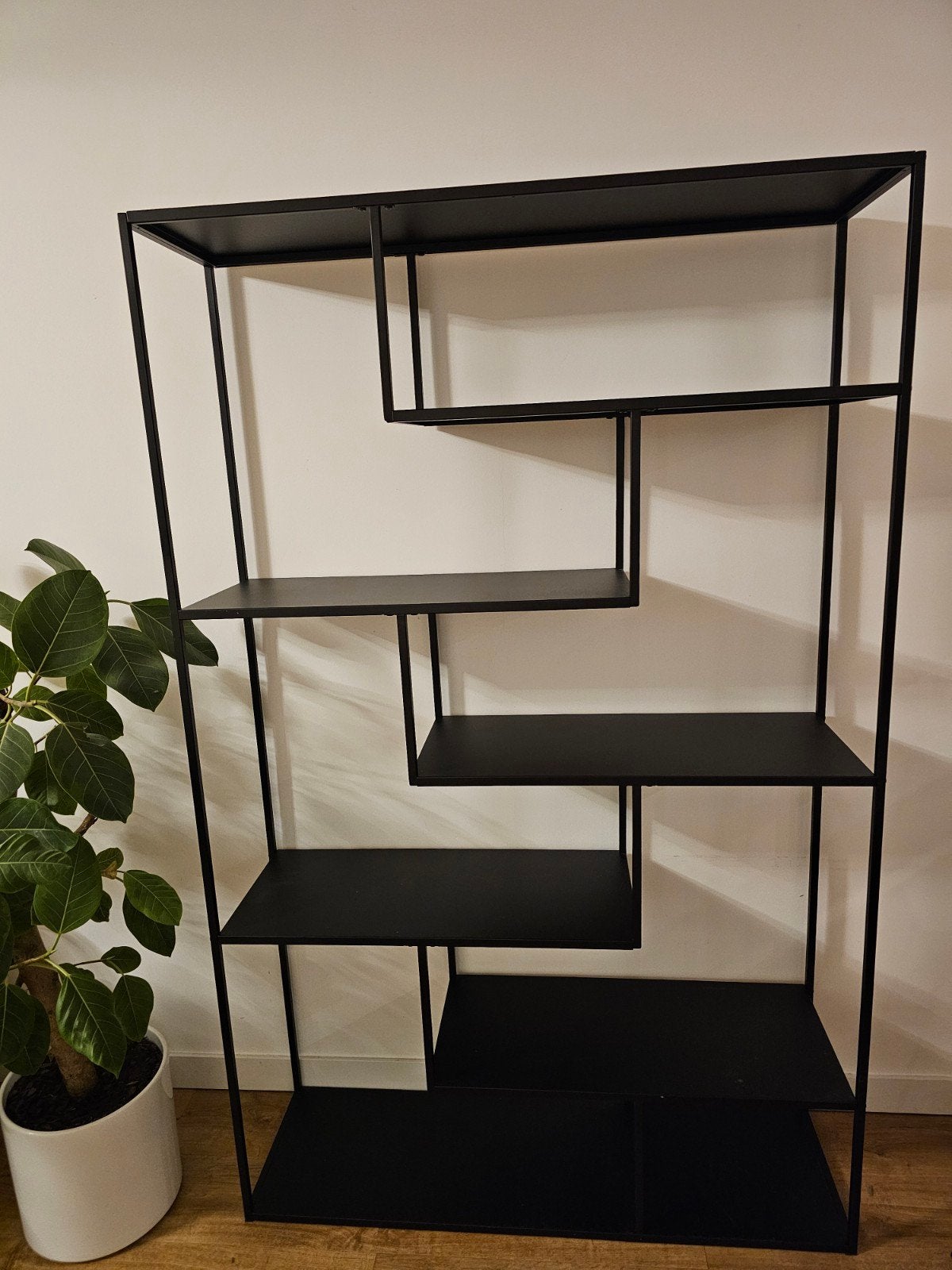 Zwart metalen open vakkenkast - 190x121x35cm, Ophalen, Met plank(en), 100 tot 150 cm, Modern, Industrieel