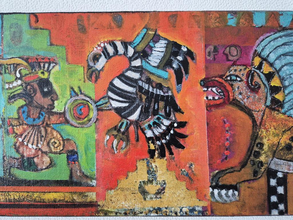 Astrid Engels - 'Happy Parade' schilderij uit 2015 - 60x20, Antiek en Kunst, Ophalen of Verzenden