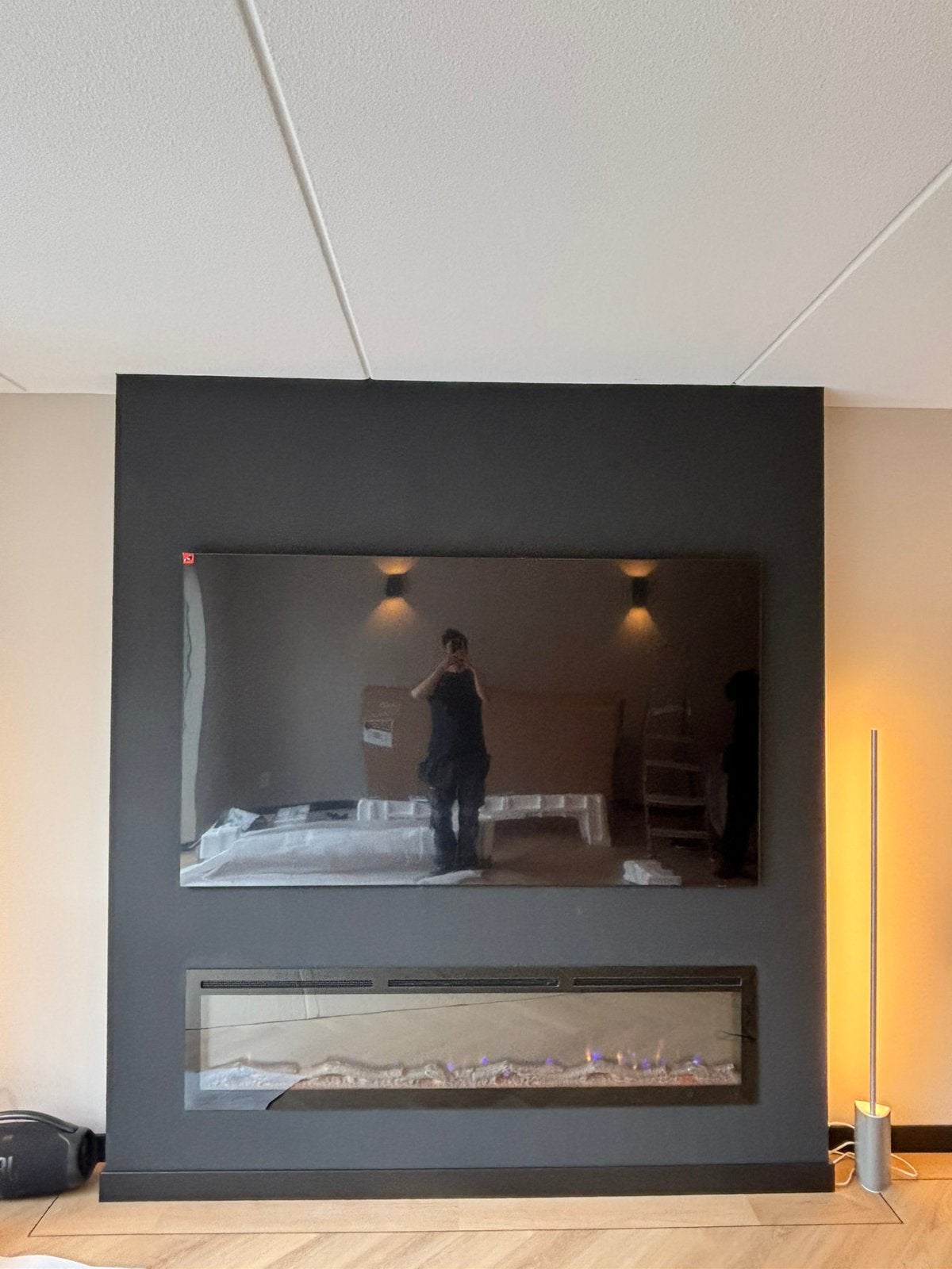 Cinewall op maat inclusief sfeerhaard ACTIE!!, Ophalen of Verzenden, Zo goed als nieuw, Inbouwhaard