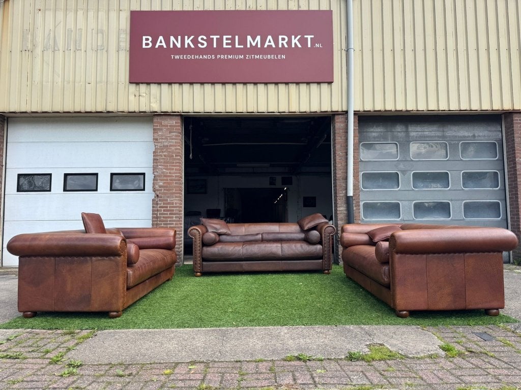 Banken BAXTER Alfred P bankstel 240cm bruin buffel leer sofa, Geen, Pahest@hotmail.nl, Zo goed als nieuw, Leer