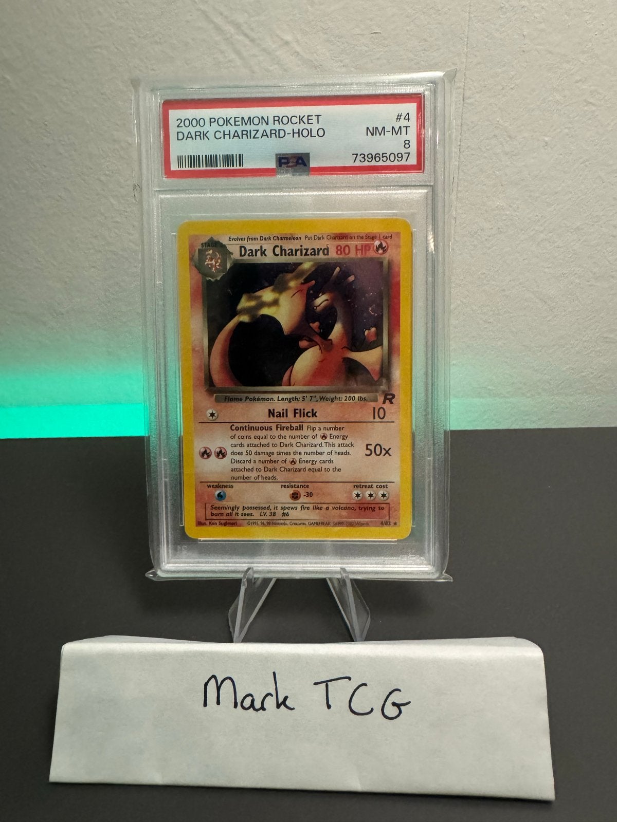Dark Charizard Holo 4/82 PSA 8 - 2000 Pokemon Rocket, Hobby en Vrije tijd, Verzamelkaartspellen | Pokémon, Ophalen of Verzenden