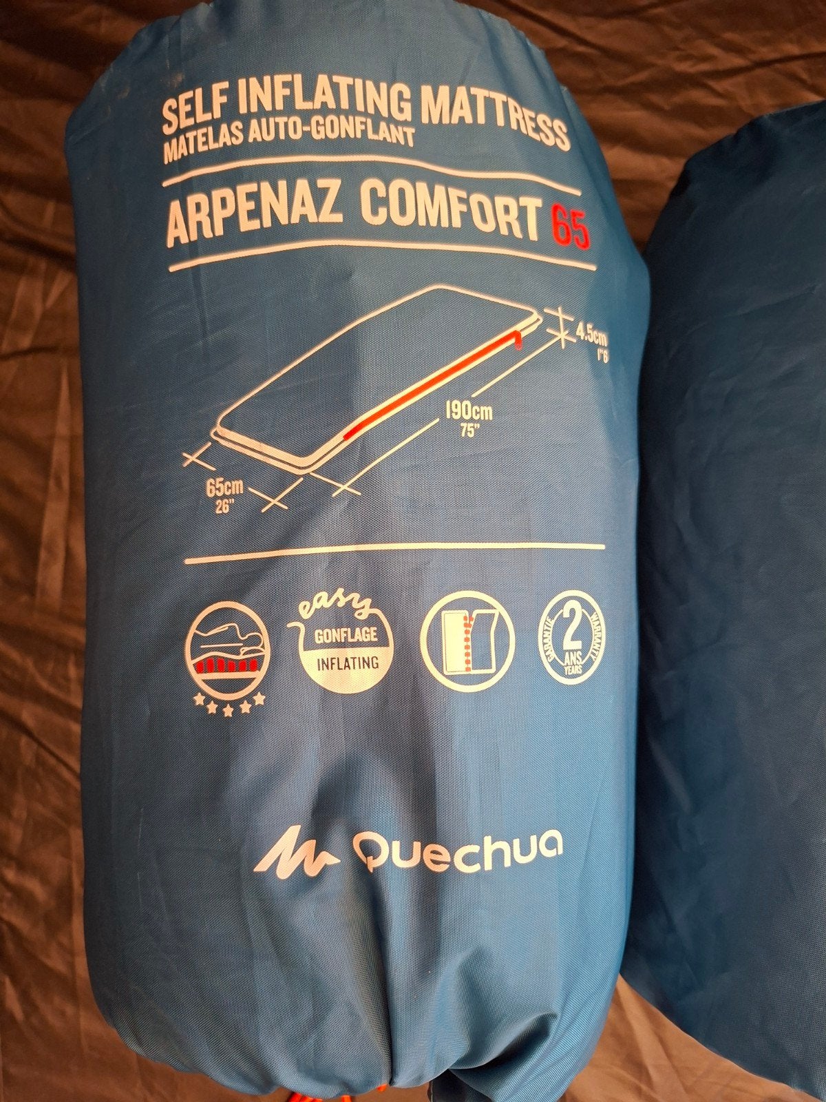 2x Quechua Arpenaz Comfort 65 SI matras - zelfopblaasbaar, Ophalen of Verzenden, Gebruikt, 1-persoons
