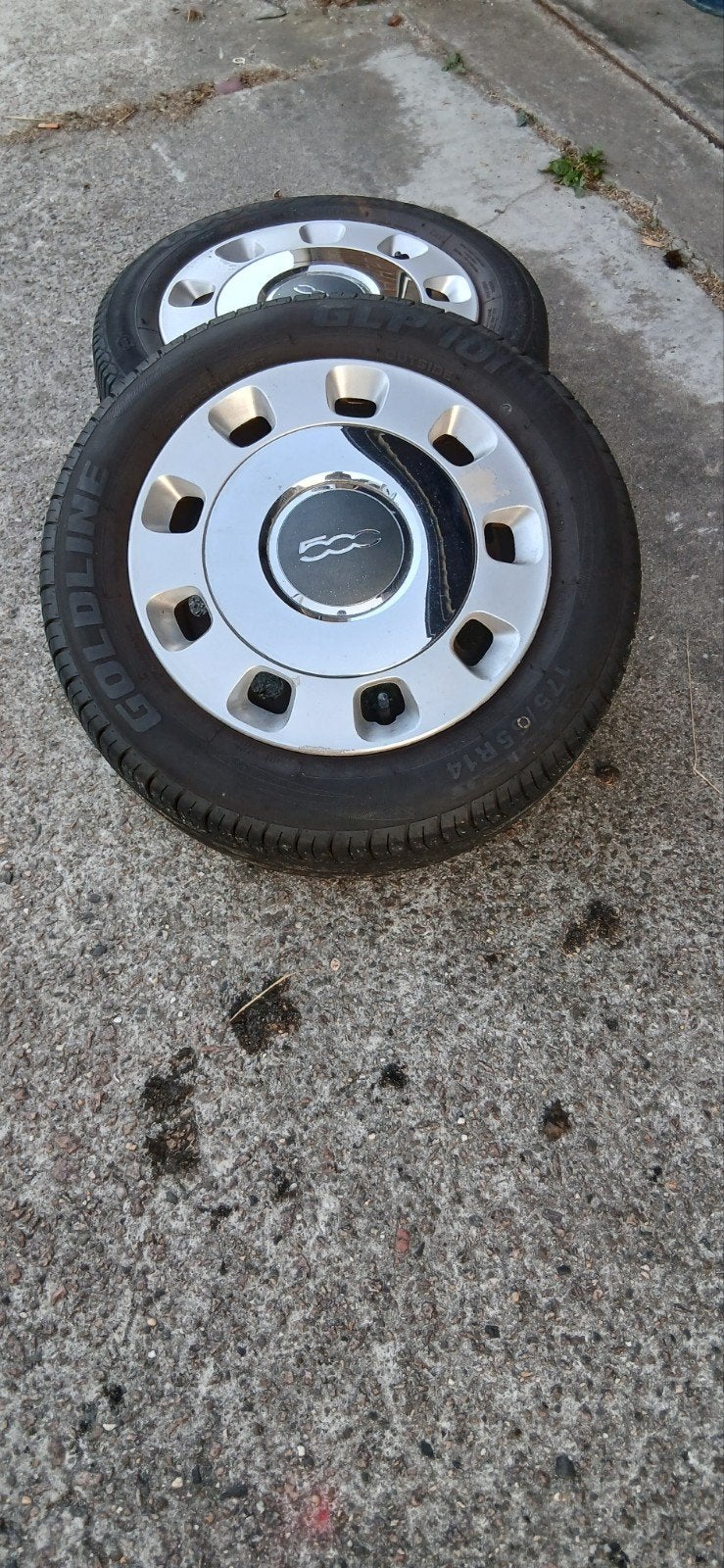set van 4 stalen velgen fiat 500, Ophalen, 14 inch, Gebruikt, 175 mm