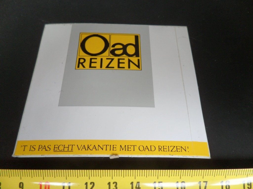 sticker 107 't is pas echt vakantie met OAD reizen *, Verzamelen, Ophalen, Zo goed als nieuw