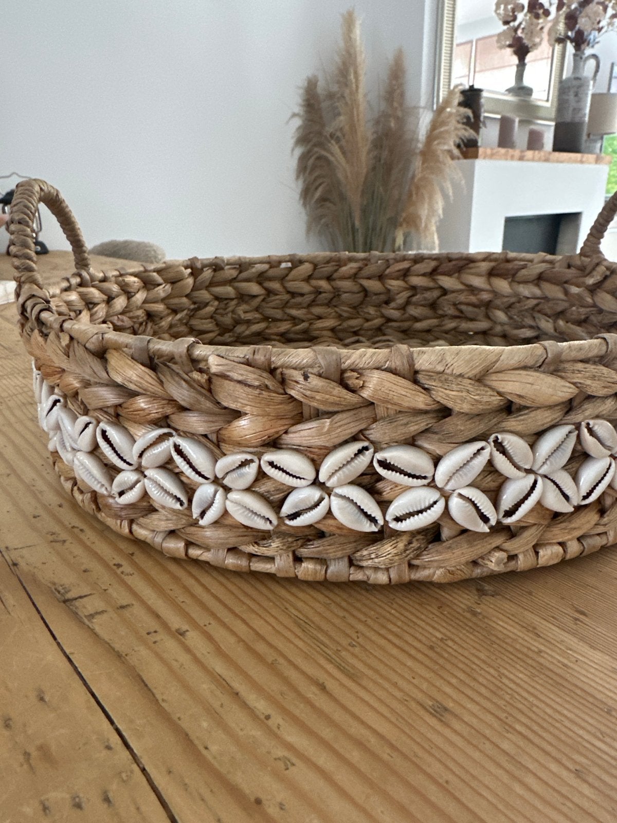 Decoratieve schaal met schelpen 35cm, Ophalen, Schaal, Rond, Zo goed als nieuw