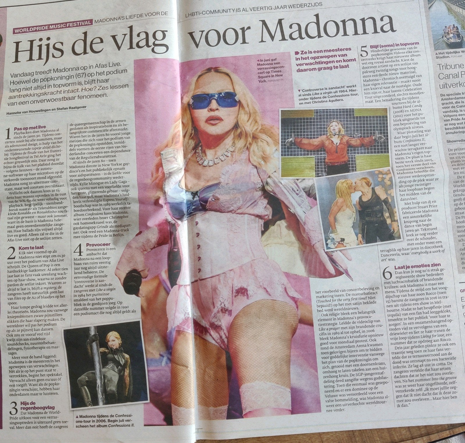Madonna Krantenartikel Krantenknipsel, Ophalen of Verzenden, 1980 tot heden, Knipsel(s)