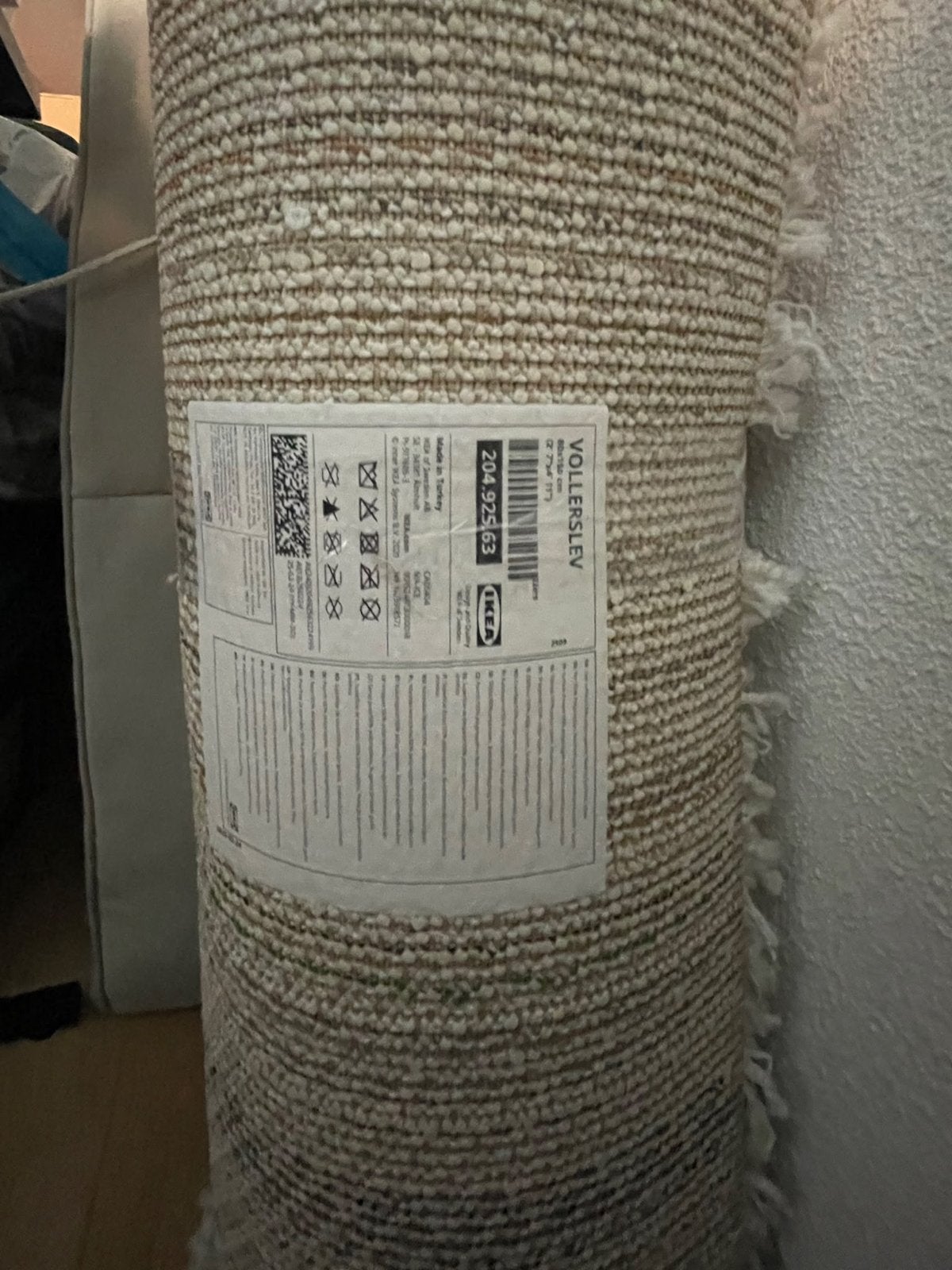 IKEA VOLLERSLEV hoogpolig wit vloerkleed 80x150 cm, 100 tot 150 cm, Wit, Zo goed als nieuw, Rechthoekig