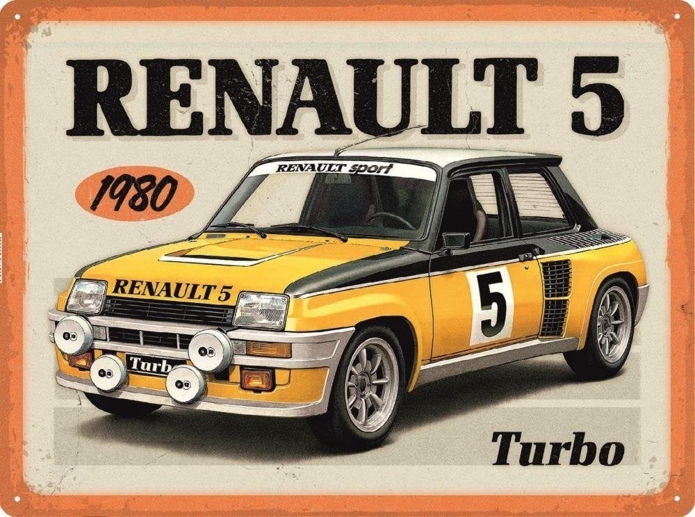 Renault R5 Turbo 1980. Metalen wandbord in reliëf ., Reclamebord, Nieuw, Ophalen of Verzenden, X