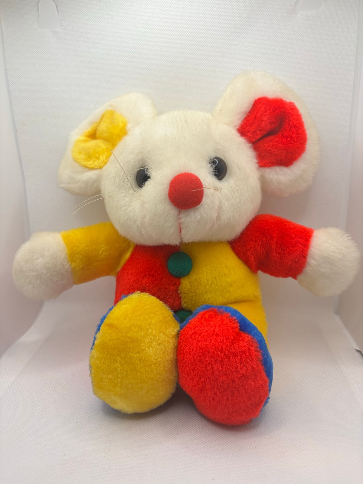 Retro Vintage Knuffel muis verkleed als  Clown, Kinderen en Baby's, Muis, Ophalen of Verzenden, Zo goed als nieuw, Klein (minder dan 20 cm)