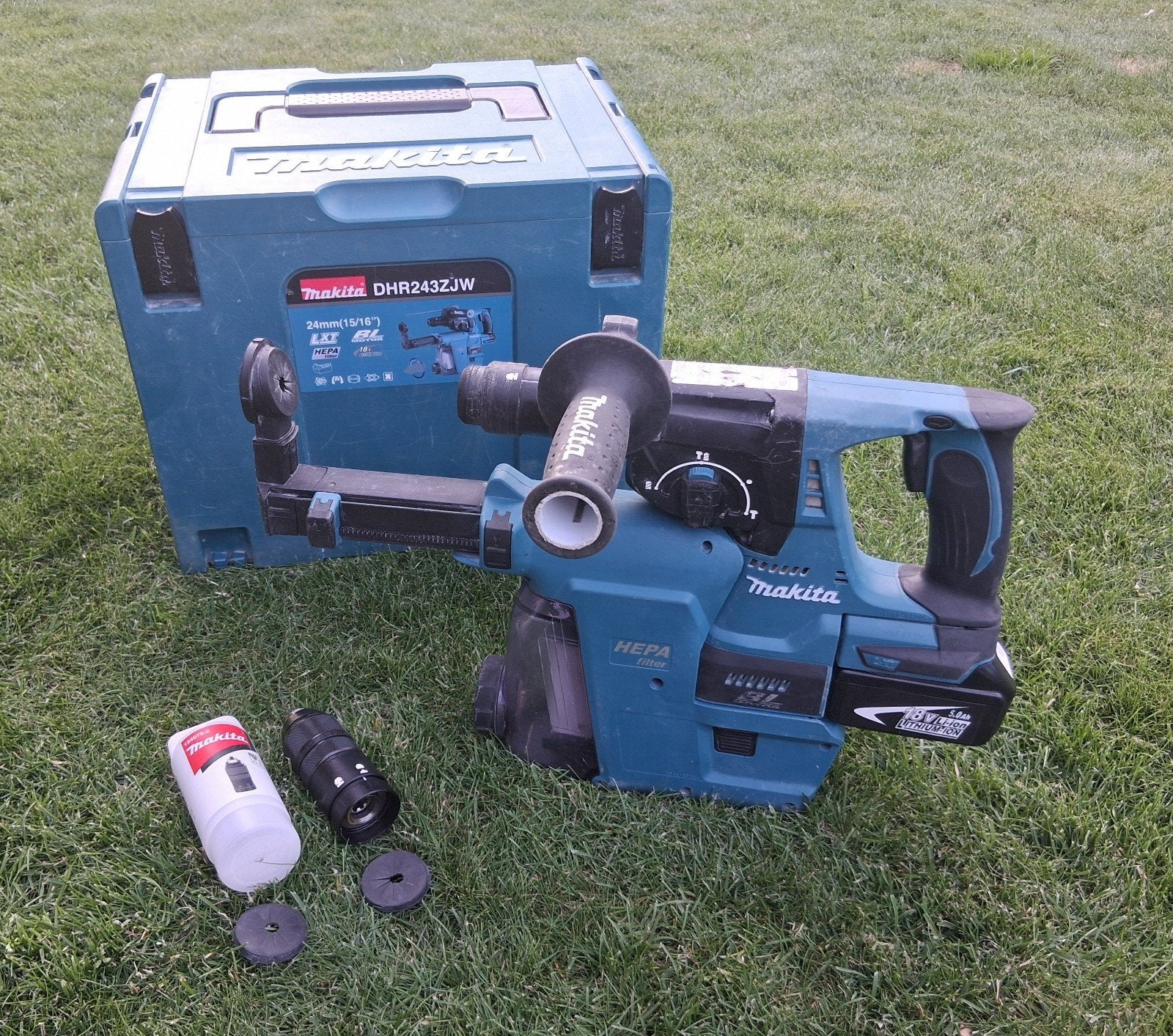 Makita DHR243 18V Brushless + DX07 HEPA | Body, Doe-het-zelf en Verbouw, Gereedschap | Boormachines, Ophalen of Verzenden, Boor- en/of Breekhamer