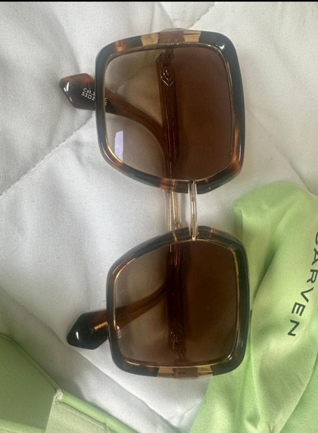 Carven Tortoise Shell Sunglasses, Zonnebril, Bruin, Zo goed als nieuw, Ophalen