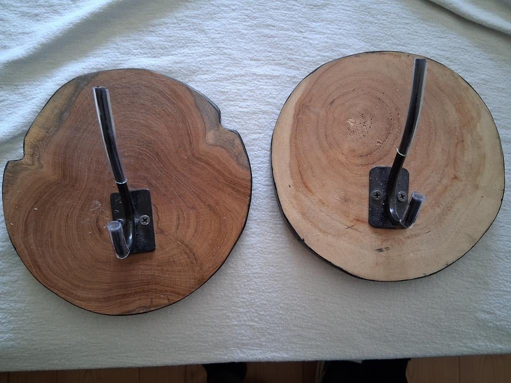 Set van 2 houten wandhaken op schijf, Ophalen of Verzenden, Nieuw, Hout, Wandhaken