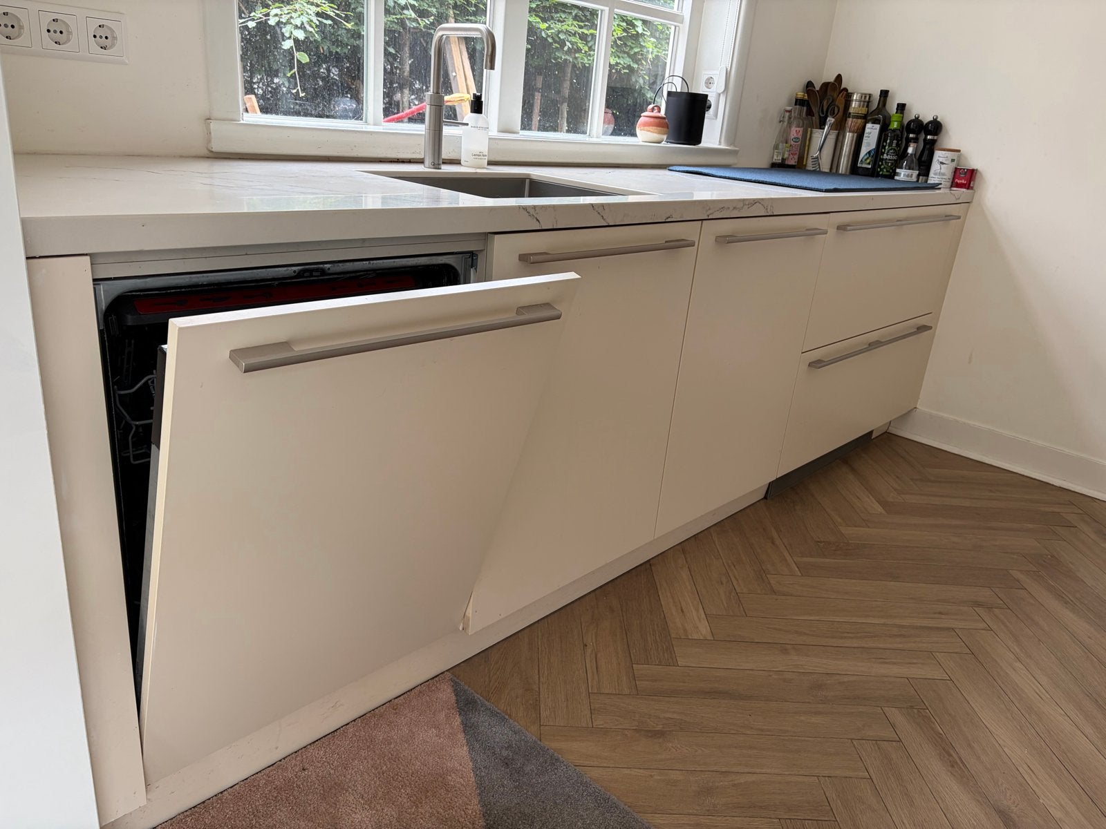 Keukenblok met Quooker Combi +, Huis en Inrichting, Keuken | Complete keukens, Ophalen, Wit, Enkelwandige keuken, Zo goed als nieuw