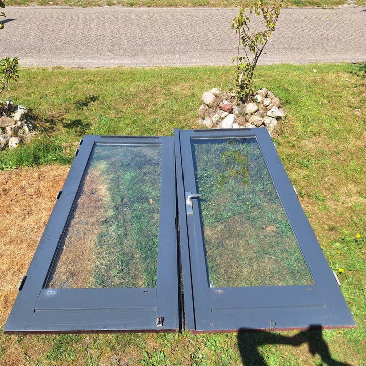 Zware Tuindeur Set (2-Delig) | Dubbelglas | Donkergroen